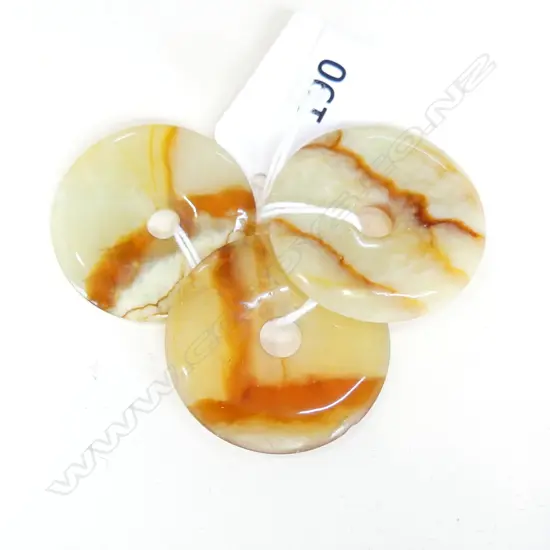 3 JADE DISC PENDANTS DIA 35mm
