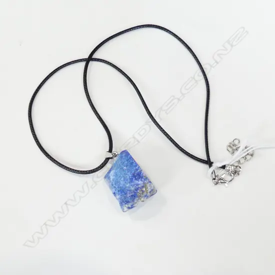 NATURAL RAW LAPIS LAZULI ROCK PENDANT ON BLACK WAX CORD 