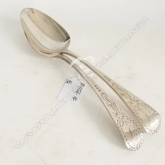 PR GEORGE III SILVER SERVING SPOONS engraved London 1800 133gms 