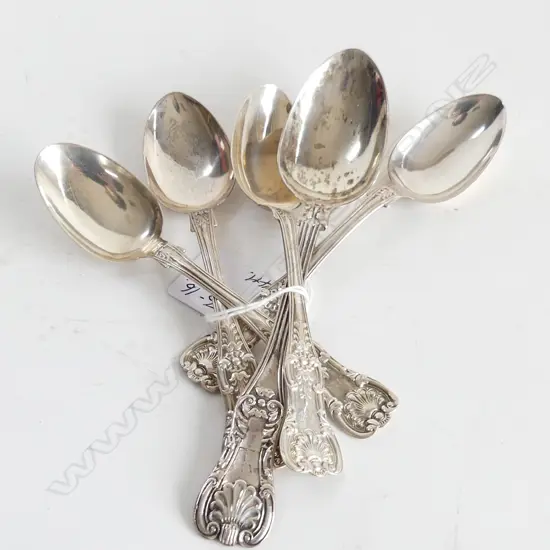 set 4 + 1 GLASGOW SILVER SPOONS 4 teaspoons + 1 dessert spoon. 1840 & 1824 127gms single struck King's pattern