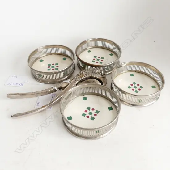 STEEL 'PARROT' NUTCRACKER H.145mm + 4 GERMAN COASTERS