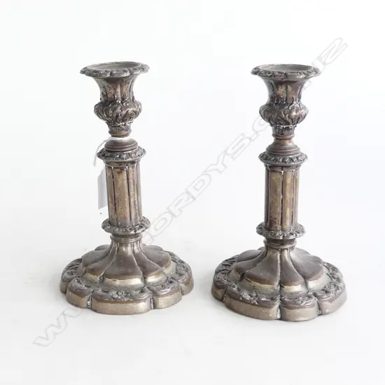 PR SHEFFIELD PLATE TELESCOPIC CANDLESTICKS H190MM 