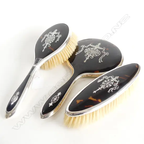 3 PCE STG & TORTOISESHELL BRUSH SET, B'HAM 1919