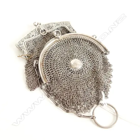 2 VINTAGE SILVER PLATE CHAIN LINK SM PURSES