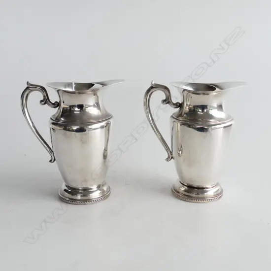  PAIR OF REPRODUCTION OLD SHEFFIELD PLATE ICE WATER JUGS WITH GADROONED RIM BY HECWORTH H. 170mm 