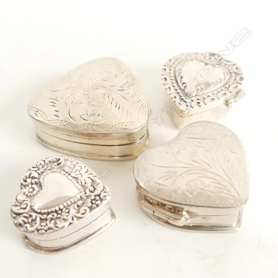 3 ASST 925 SILVER HEART SHAPED PILL BOXES, 51gms