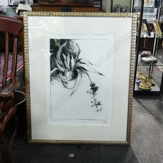 LG HENRY SYMONDS STILL LIFE CHARCOAL PRINT '95 750x540mm