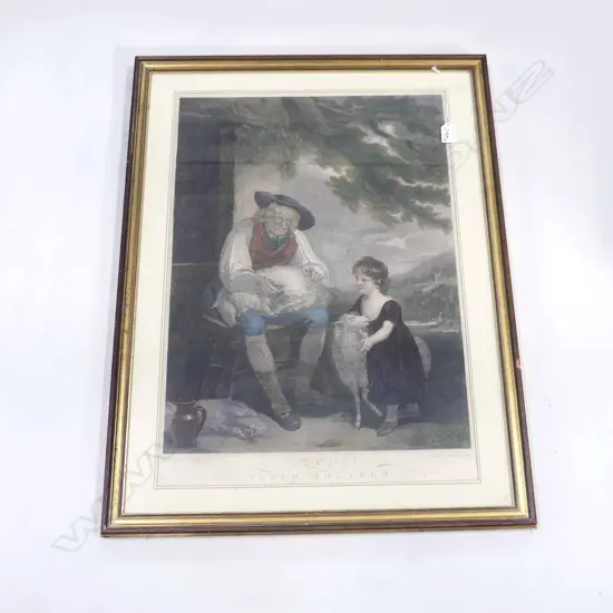 ANTHONY CARDON (1772-1813) 'THE SHEARER' ORIG. H/COLOURED STIPPLE ENGRAVING 650x460mm