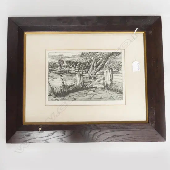 CLAUDIA MILLS, 'FARM GATE, RUSSELL' ETCHING A/P 190x265mm