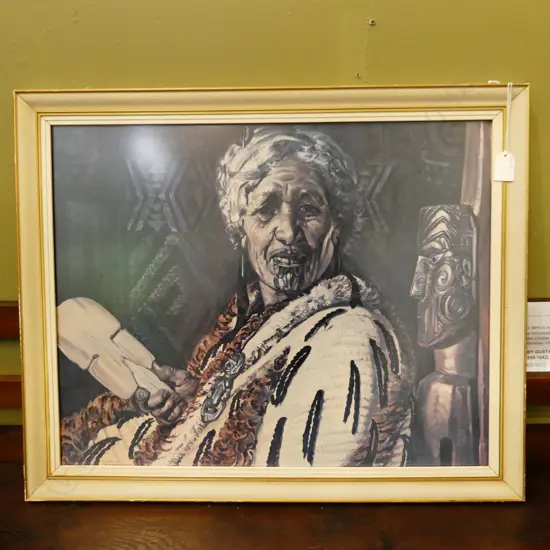 RETRO MAORI WOMAN PORTRAIT PRINT 445X565mm