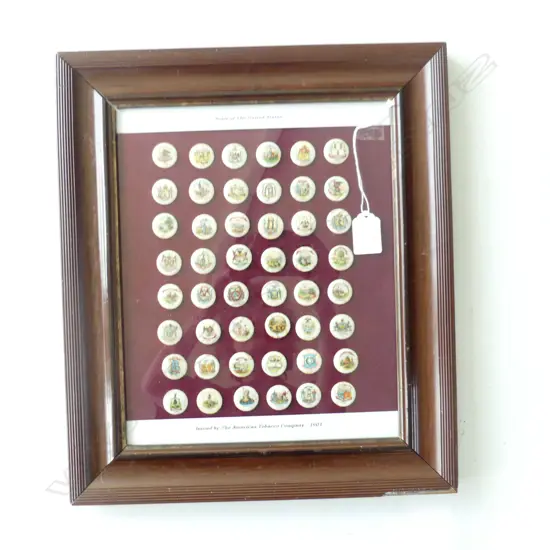 FRAMED SET OF 48 SEALS OF THE USA, ISSUED BY AMERICAN TOBACCO CO. 1901, .290 X 230mm