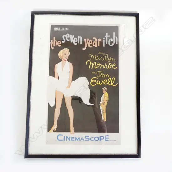 MARILYN MONROE MOVIE POSTER 'THE SEVEN YEAR ITCH' FRAMED H.660mm