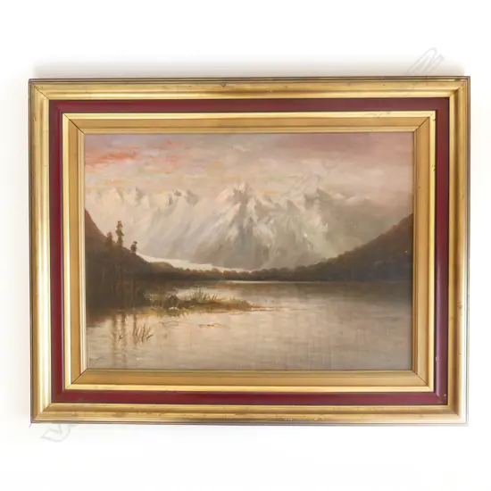 J. D. PERRETT 'FRANZ JOSEF GLACIER' OIL ON CANVAS 395x545mm