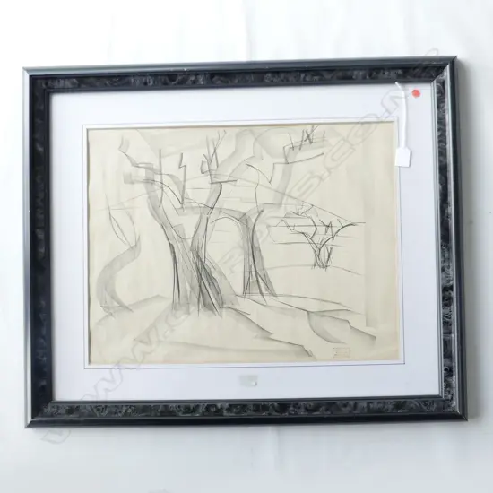 ETIENNE POIRIER ABSTRACT LANDSCAPE, PENCIL SKETCH 420x545mm