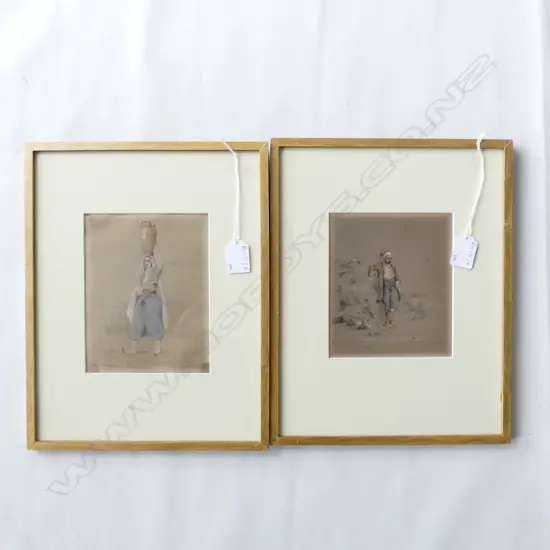 CUTHBERT CHARLES CLARKE (1818-63) SKETCH OF TURKISH MAN & WOMAN, SMYRNA, PENCIL & CRAYON 1841 170x135mm