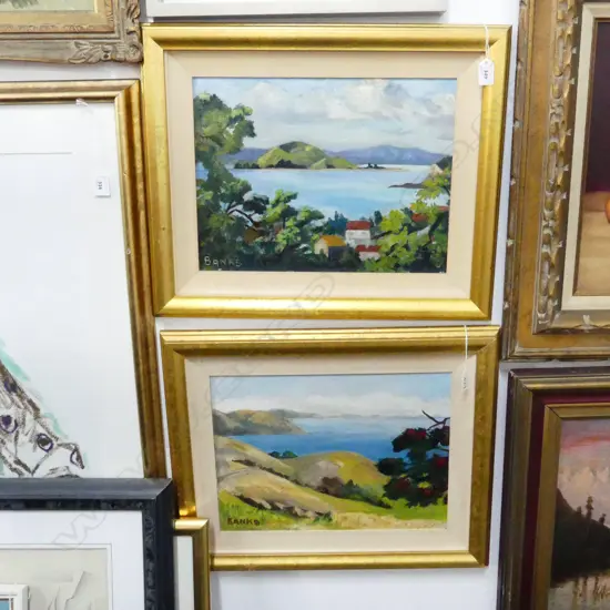PR OIL ON BOARD SIGNED BANKS, SCENIC COASTAL SCENES