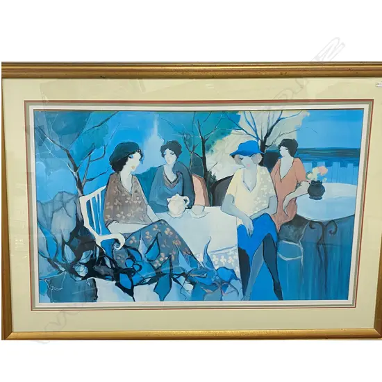 VERY LG FRAMED ITZCHAK TARKAY 'WOMEN AT LUNCH' PRINT, 1080 1510mm (incl. frame)