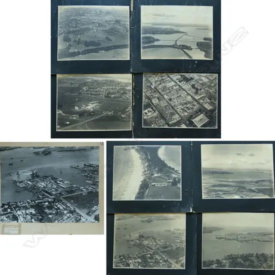 NINE VINTAGE LG FORMAT B&W NZ AERIAL PHOTOS, 510 x 410mm (8), 380 X 500mm (1)
