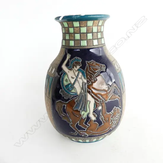 AMPHORA VASE GREEK WARRIOR SCENE H290MM