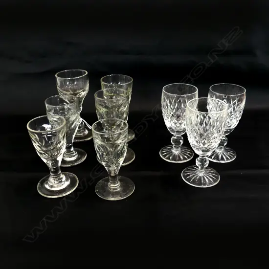 6 ANTIQUE CORDIAL GLASSES H.110mm + 3 WATERFORD