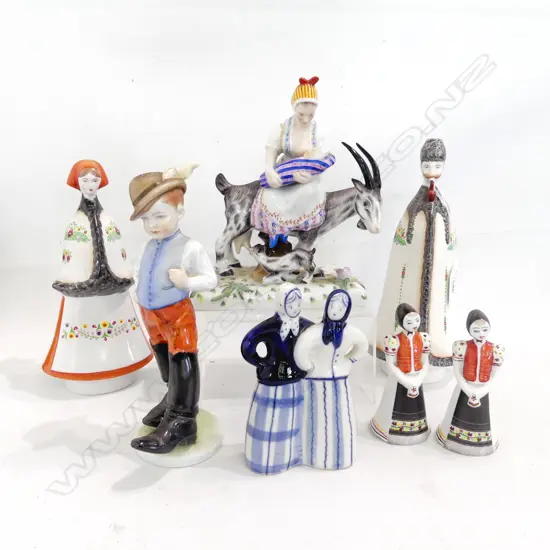 6 ASST. EUROPEAN CERAMIC FIGURINES H.230mm repairs