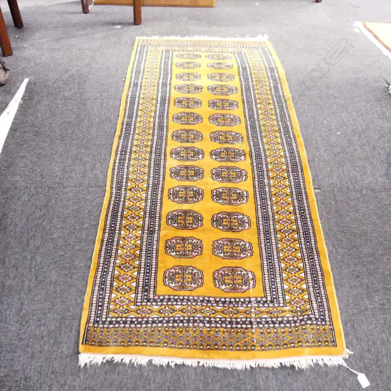 HAND KNOTTED WOOL PILE PAKISTAN BOKHARA RUG, REPEATING MOTIFS, 1820 x 780mm