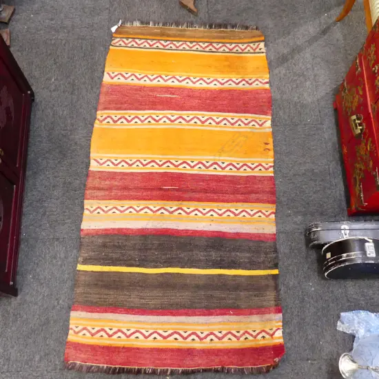 STRIPED KELIM RUG - ORANGE / RED TONES 1600x800mm