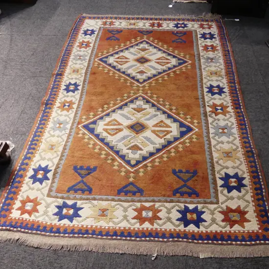 VINTAGE HAND KNOTTED PERSIAN RUG BROWN & IVORY TONES L1M900MM W1M125MM