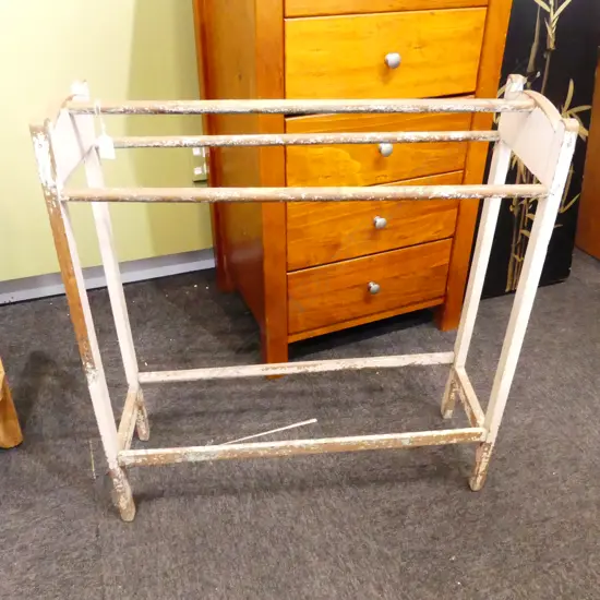 VINTAGE PAINTED WOODEN TOWEL RAIL W.715mm