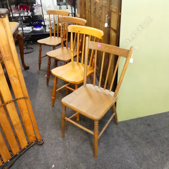 4 WOODEN SPINDLE CHAIRS