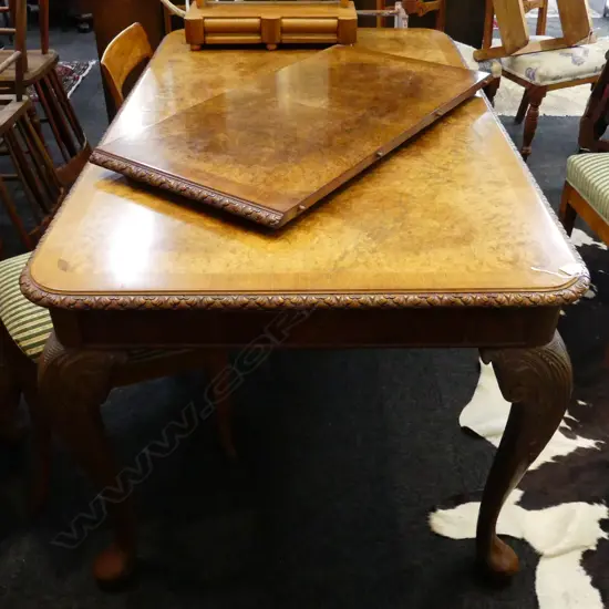 BURR WALNUT DINING TABLE w. 1 LEAF 1975x915x760mm