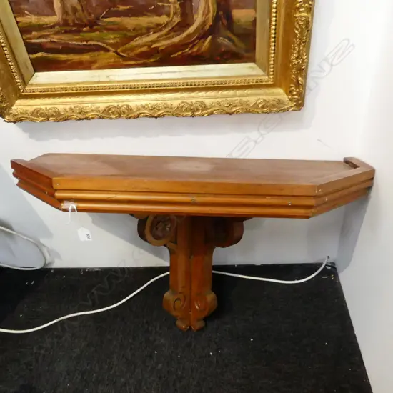 LARGE EDWARDIAN CARVED KAURI WALL SHELF L850MM D300MM