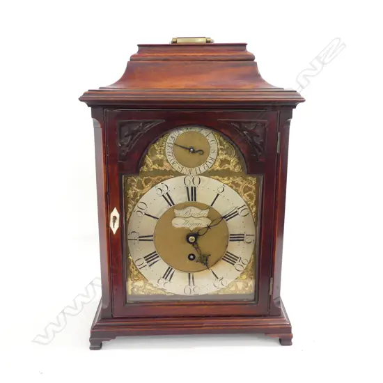 QUALITY GEORGE III BARKER of WIGAN BRACKET CLOCK MAHOGANY CASED H.430mm...