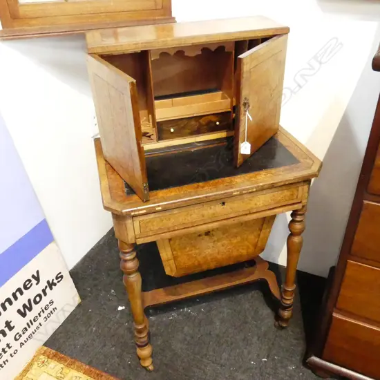 VICT WALNUT SEWING CABINET WITH INSET WOOL DRAWER H1M200MM W600MM