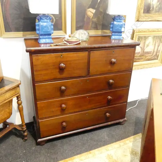 VICTORIAN MAHOGANY CHEST OF DRAWERS 1160x480x1100mm veneer faults