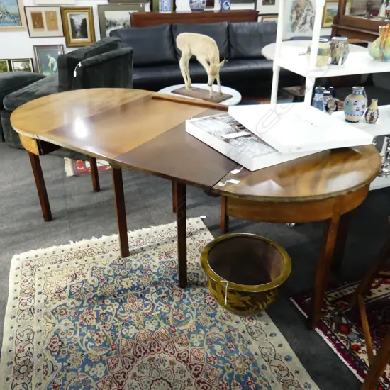 GEORGE III C1800 MAHOGANY D END WITH LEAF & PINS DROPSIDE TABLE H720MM