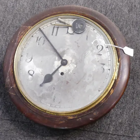 VICT SILVER FACED ROUND WALL CLOCK PENDULIUM & KEY  DIA 400MM