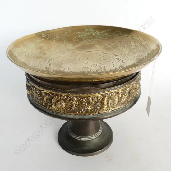 WMF BRASS COMPORT H.195mm, CRYSTAL BOWL + CHINESE BOWL 305mm dia