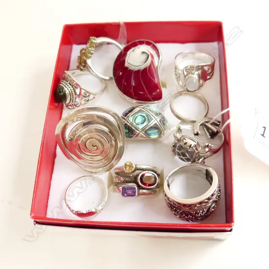 11 ASST. STG SILVER RINGS, 71 GRAMS