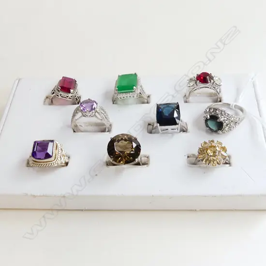 9 RINGS MOSTLY STG - LARGE STONES