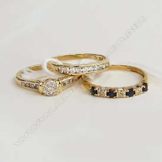 3 SMALL 9CT DIAMOND RINGS 3.8 GRAMS