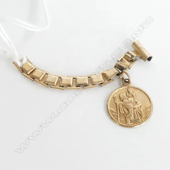 9CT GOLD ST CHRISTOPHER MEDAL PLUS PART 9CT WATCH CHAIN, TOTAL 1.5gm