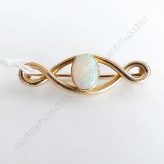 15CT GOLD & OPAL EDWARDIAN BROOCH 3.5gms