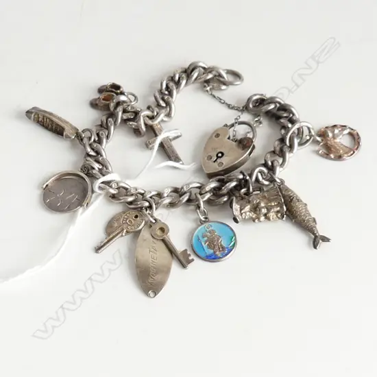 SILVER CHARM BRACELET, 26gm