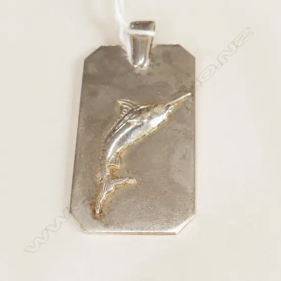 NZ RUSSELL MURPHY SILVER MARLIN PENDANT H.41mm