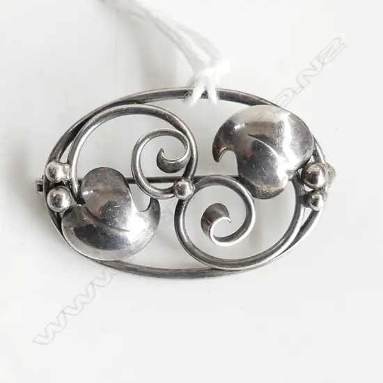 DANISH SILVER BROOCH . S. Chr. Fogh, Copenhagen, Denmark, circa 1960