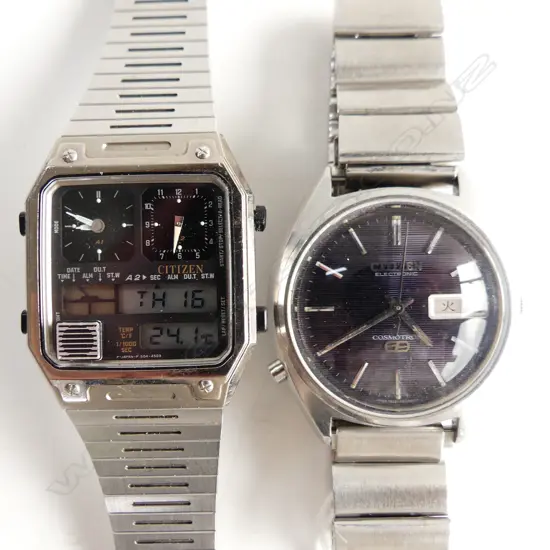 BLACK FACEDCITIZEN COSMOTRONGENTS WRISTWATCH & ANOTHER CITIZEN WRISTWATCH