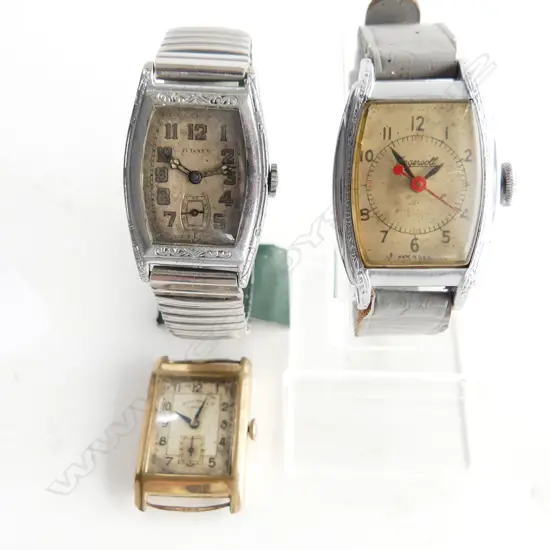 3 VINTAGE TANK GENTS WRISTWATCHES