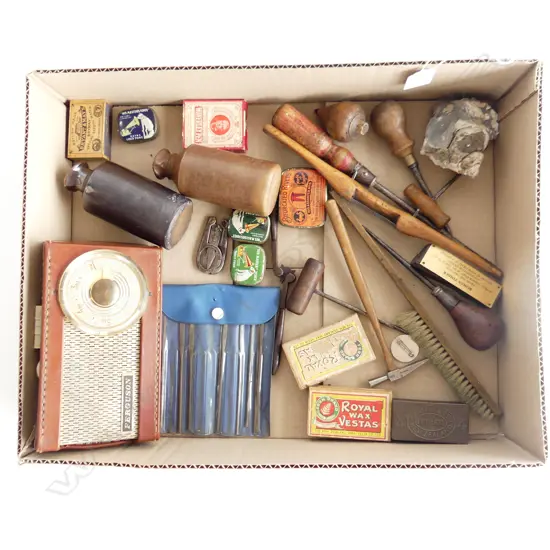 TRAY OF VINTAGE TOOLS  & COLLECTABLES 