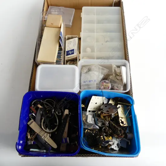 TRAY OF WATCH MAKERS PARTS & EXTRAS